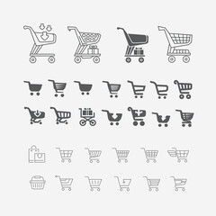 Shopping carts from the supermarket set of stylized icons