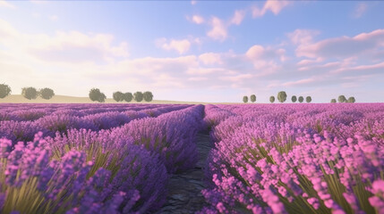Naklejka na ściany i meble Lavender field. Illustration AI Generative