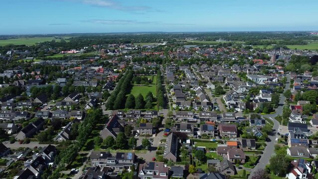 An aerial pull-back view of a Limmen and s-Graveland Netherlands