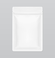 Hyper realistic clean pouch bag mockup. Vector illustration. Front view. Can be use for template your design, presentation, promo, ad. EPS10.	