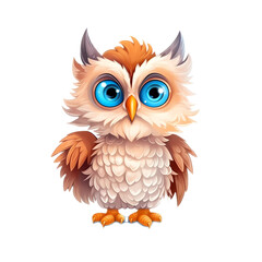 A transparent background cartoon Owl. Generative AI.