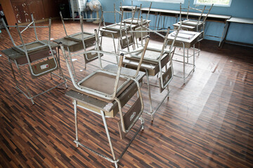 used student desk placed to use