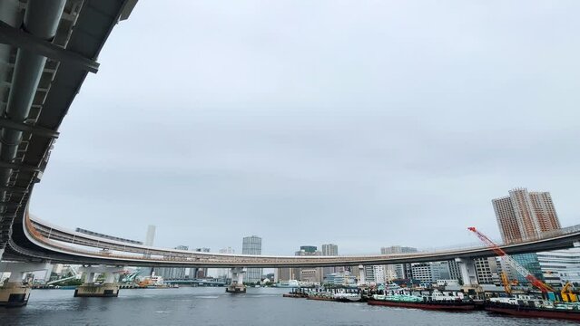 レインボーブリッジ　ループ橋部の全景　5倍速