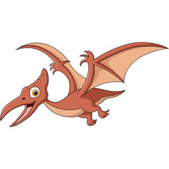 Cute pterodactyl cartoon on white background © artnovielysa