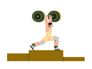 A weight-lifter posing by lifting heavy weights 