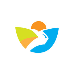 eagle landscape nature logo design.