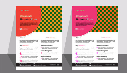 Corporate business flyer template,design set with blue, orange, red and yellow color. marketing, business proposal, promotion, advertise, publication,esign set with blue, orange, red and yellow color.