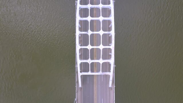 Edmund Pettus Bridge in Selma, Alabama with drone video overhead.