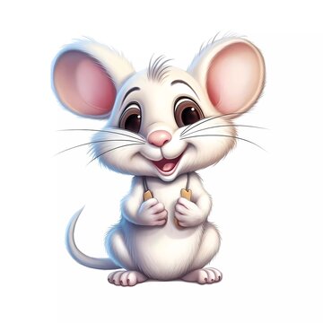 An isolated white background cartoon Mice. Generative AI.