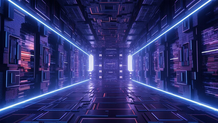 Concept of future technology Artificial intelligence AI Digital 5G Industry Internet things networking world tech  machine learning neon hologram quantum computer