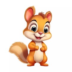An isolated white background cartoon Squirrel. Generative AI.