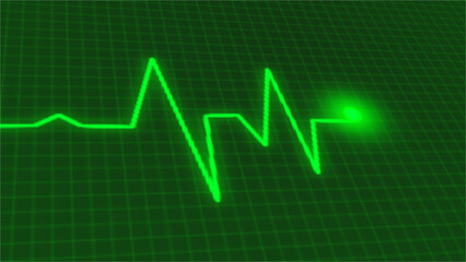 Background of the artwork is a red oscilloscope screen with a cardiogram. health medical heartbeat pulse art design. visual element with an abstract notion