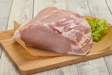 Raw pork meat piece for cooking