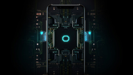 Fototapeta premium Concept of future technology Artificial intelligence AI Digital 5G Industry Internet things networking world tech machine learning neon hologram quantum computer