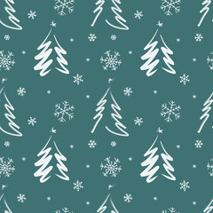 7 christmas tree snowflakes christmas seamless pattern