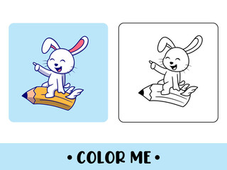 Coloring book rabbit. Cute cartoon character. education for kids