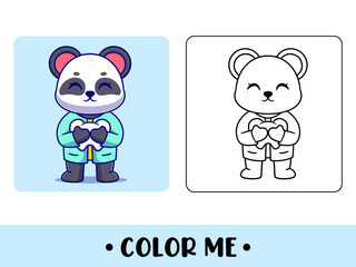 Coloring book panda doctor. Cute cartoon character. education for kids