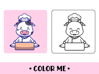 Coloring book cow. Cute cartoon character. education for kids