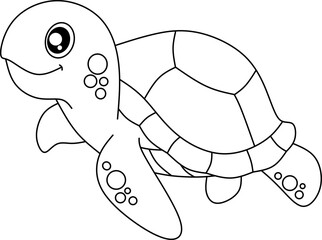 turtle cartoon line art for coloring book page