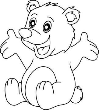 bear cartoon line art for coloring book page