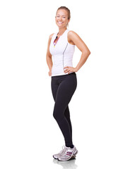 Fitness, happy and portrait of woman isolated on a transparent png background for exercise, workout...