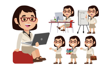 Set of people with different poses