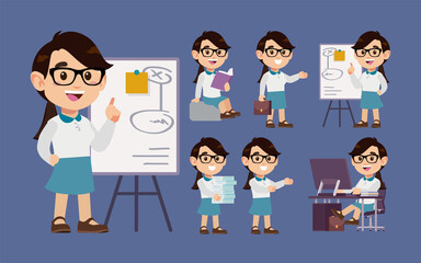 Set of people with different poses