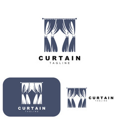 Home And Exhibition Curtain Logo Design, Building Decoration Vector Illustration