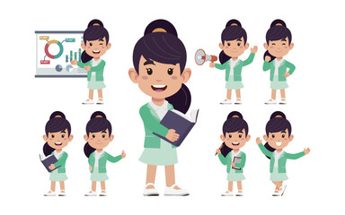 Set of people with different poses