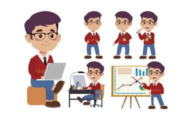 Set of people with different poses