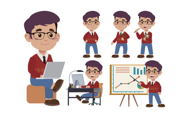 Set of people with different poses