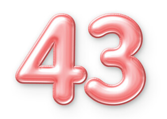 43 Number Balloon Pink