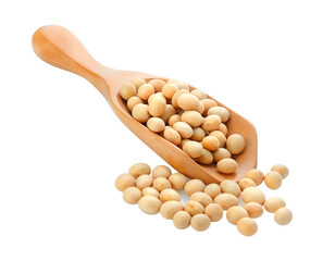 soy bean in wood scoop on transparent png