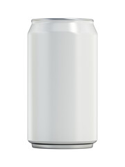 White 330ml soda can mockup. Blank package for your own designs. 3D illustration. Transparent background