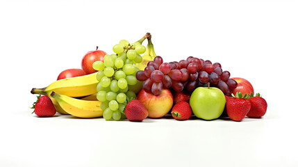 Healthy fruits isolated on white background. Generative Ai