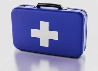 Obraz premium First aid, box and medical equipment for health emergency, response and treatment kit isolated .
