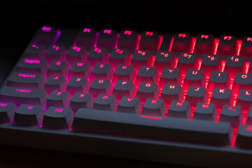 Fototapeta premium white rgb gaming mechanical keyboard