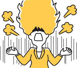 怒髪天を衝く女性