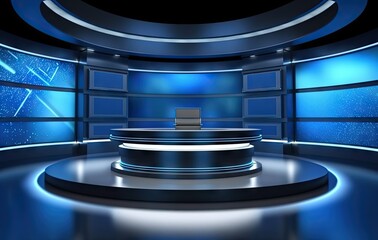 Studio for recording TV programs created with Generative Al technology