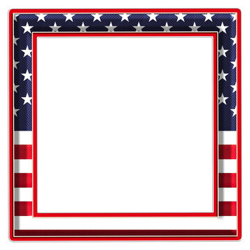 4th July US Flag square rectangle frame. This is a part of a set which also includes uppercase and lowercase letters, numbers, symbols, and shapes