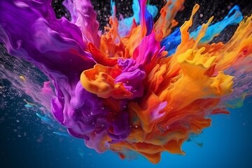 Fototapeta na wymiar Motion of Colorful Ink Drops in Water Captivating and Vibrant. Generative AI.