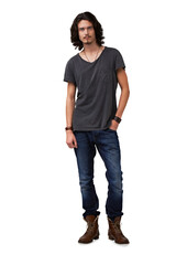 Man, portrait and hipster fashion with trendy style isolated on a transparent, png background....