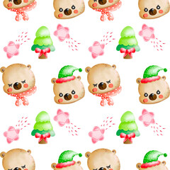 Various types of face cute bear pattern Christmas