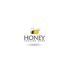 Fototapeta premium Hand sketched bee honey logo with shadow