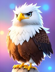 Generative AI, Generative, AI, cute tiny  hyperealistic Anime Eagle from pokemon, chibi, adorable and fluffy