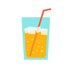 Orange juice with straw vector logo template in trendy style