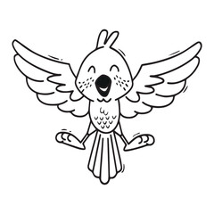 cute bird vector flying and perching on black and white background