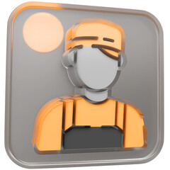 3d male icon with transparent glass box and high quality render image