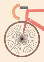 road bike front area. minimalism retro style.  cycling abstract vector illustration