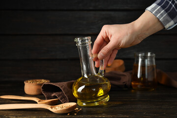 Concept of ingredients for cooking - Sunflower oil